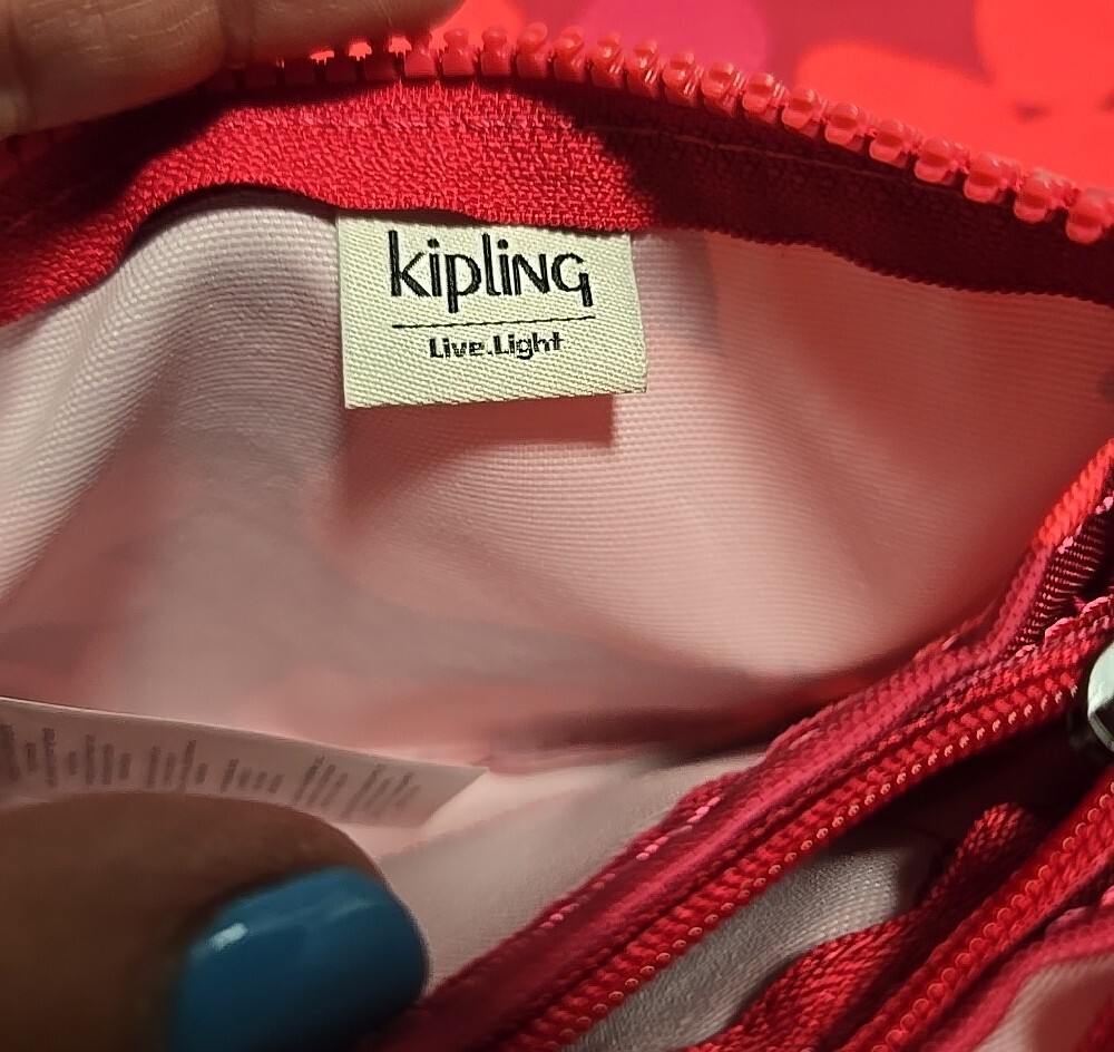 2 Nwt Kipling Small Creativity Coral Print Zip Pouches - Picture 6 of 15